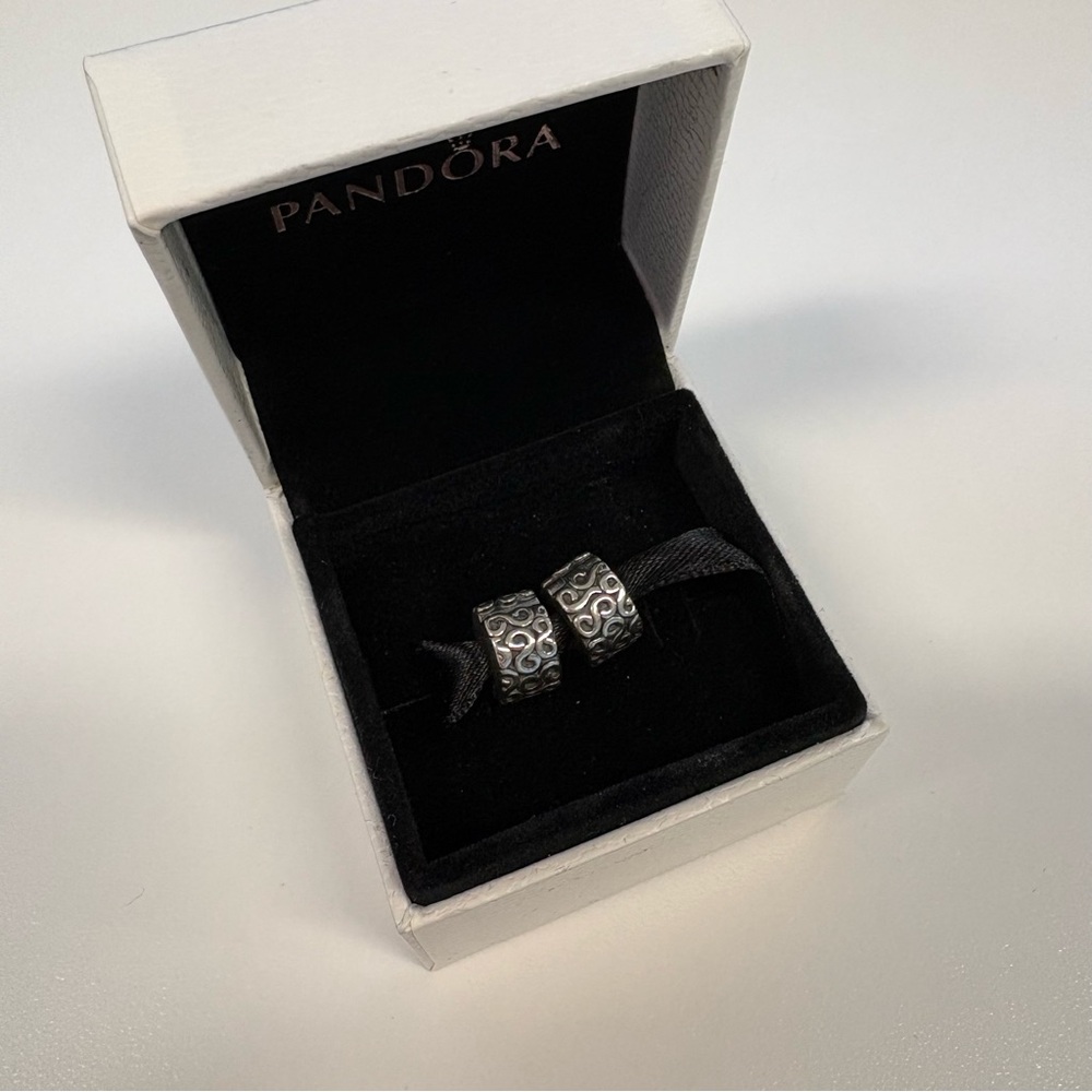 Pandora Swirl Clip Retired Bracelet Charms Sterling Silver with Box